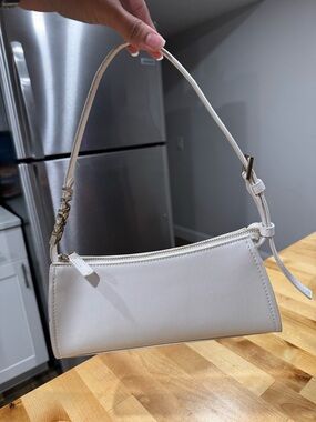 DKNYC White Mini Shoulder Bag with Top Zip